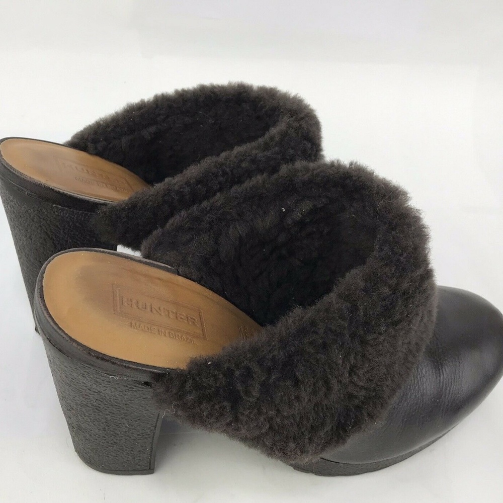 HUNTER Women’s Brown Leather Shoes Mules Clogs 8 - Picture 8 of 8